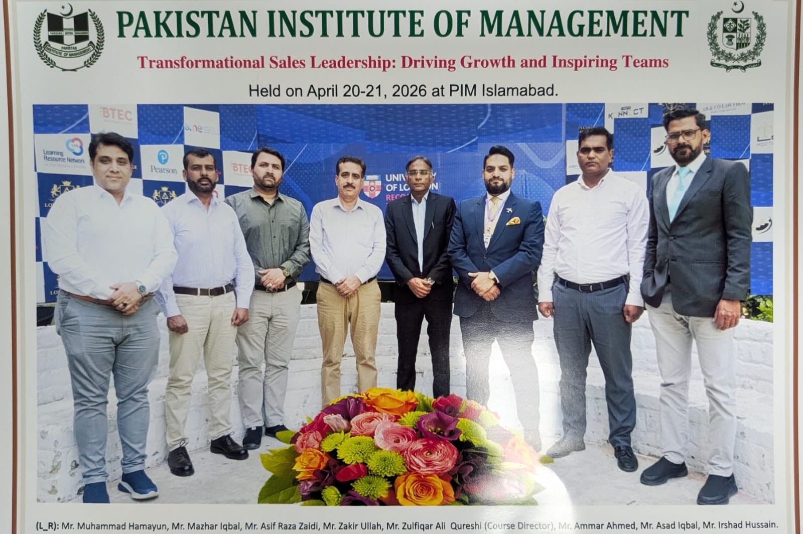 Transformational Sales Leadership program at Pakistan Institute of Management Islamabad